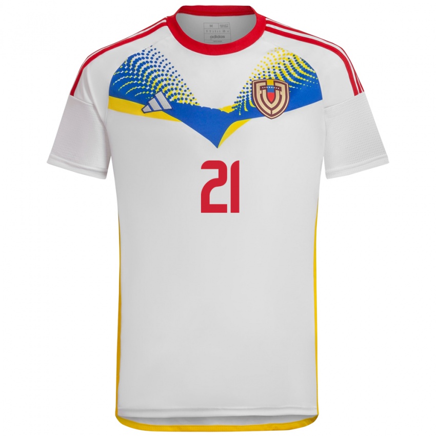 Kobiety Wenezuela Alex Custodio #21 Biały Wyjazdowa Koszulka 24-26 Koszulki Klubowe