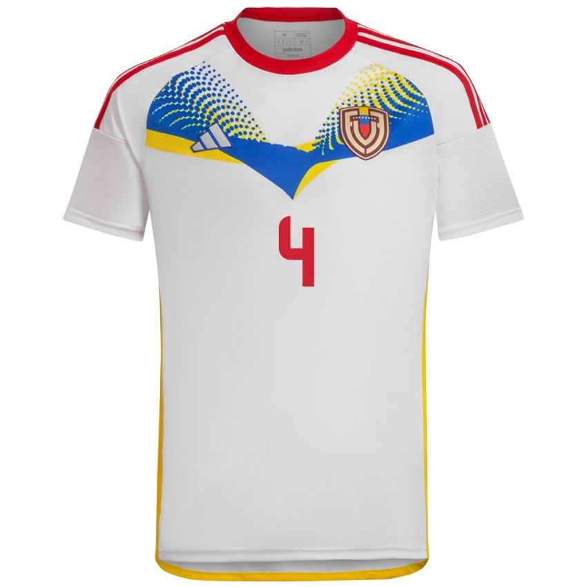 Kobiety Wenezuela Andrés Ferro #4 Biały Wyjazdowa Koszulka 24-26 Koszulki Klubowe