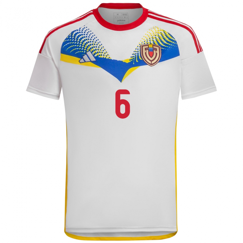 Kobiety Wenezuela Carlos Rojas #6 Biały Wyjazdowa Koszulka 24-26 Koszulki Klubowe