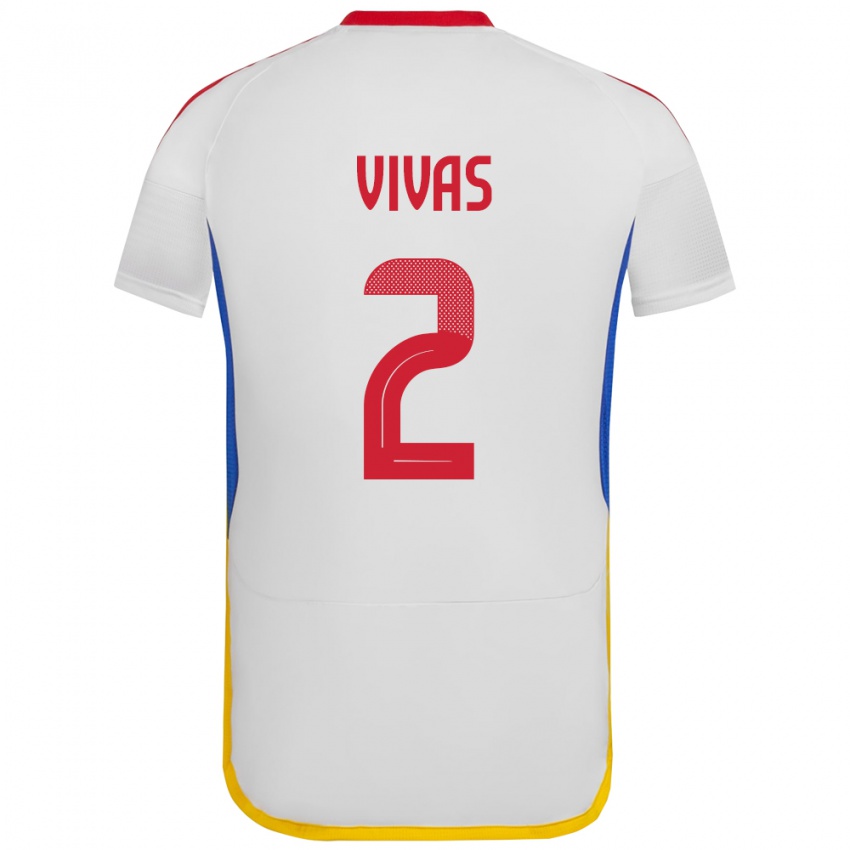 Kobiety Wenezuela Carlos Vivas #2 Biały Wyjazdowa Koszulka 24-26 Koszulki Klubowe