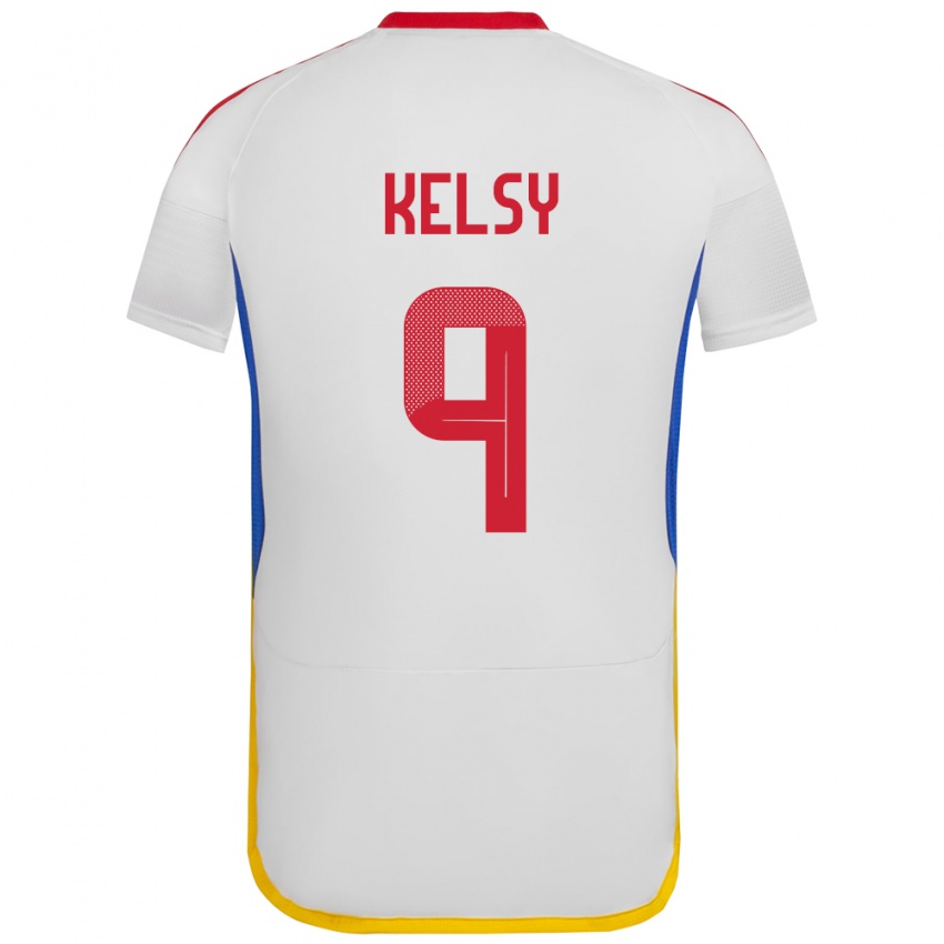Kobiety Wenezuela Kevin Kelsy #9 Biały Wyjazdowa Koszulka 24-26 Koszulki Klubowe