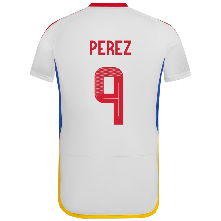 Kobiety Wenezuela Daniel Pérez #9 Biały Wyjazdowa Koszulka 24-26 Koszulki Klubowe