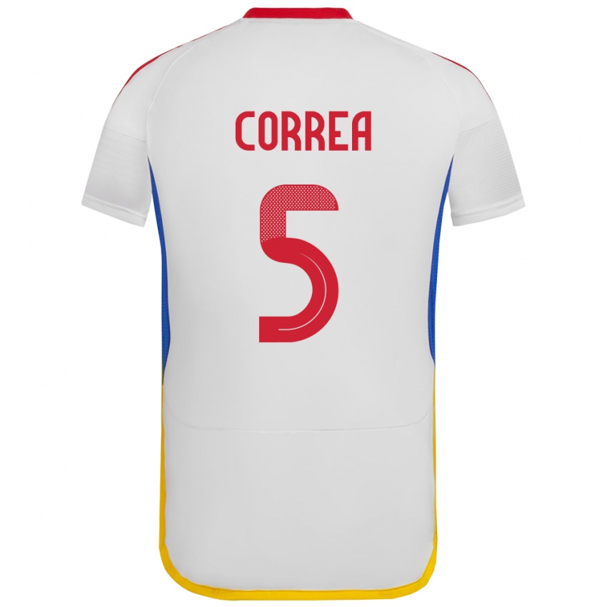 Kobiety Wenezuela José Correa #5 Biały Wyjazdowa Koszulka 24-26 Koszulki Klubowe