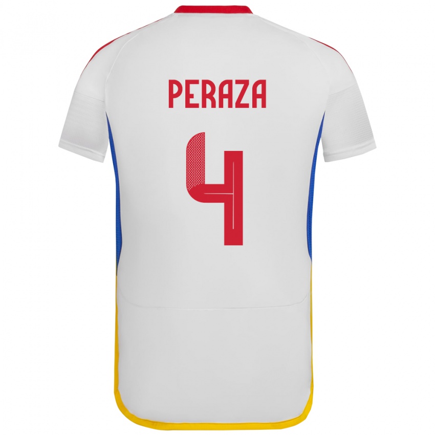 Kobiety Wenezuela María Peraza #4 Biały Wyjazdowa Koszulka 24-26 Koszulki Klubowe