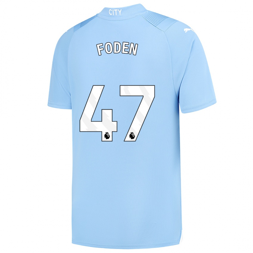 Dzieci Phil Foden #47 Jasny Niebieski Domowa Koszulka 2023/24 Koszulki Klubowe