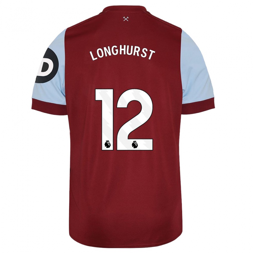 Dzieci Kate Longhurst #12 Kasztanowaty Domowa Koszulka 2023/24 Koszulki Klubowe