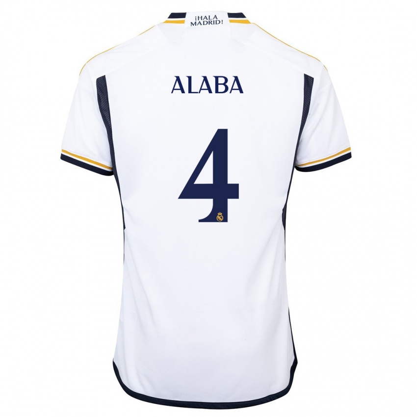 Dzieci David Alaba #4 Biały Domowa Koszulka 2023/24 Koszulki Klubowe
