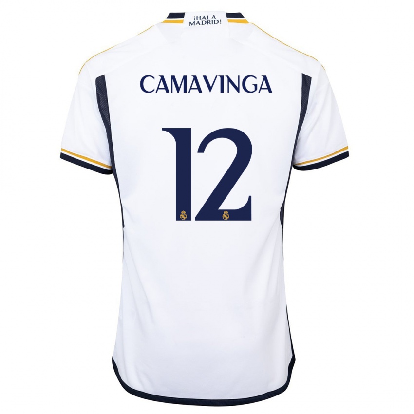 Dzieci Eduardo Camavinga #12 Biały Domowa Koszulka 2023/24 Koszulki Klubowe