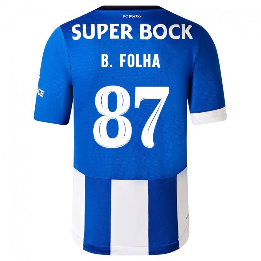Dzieci Bernardo Folha #87 Niebiesko Biały Domowa Koszulka 2023/24 Koszulki Klubowe