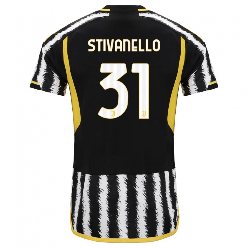 Dzieci Riccardo Stivanello #31 Czarny Biały Domowa Koszulka 2023/24 Koszulki Klubowe