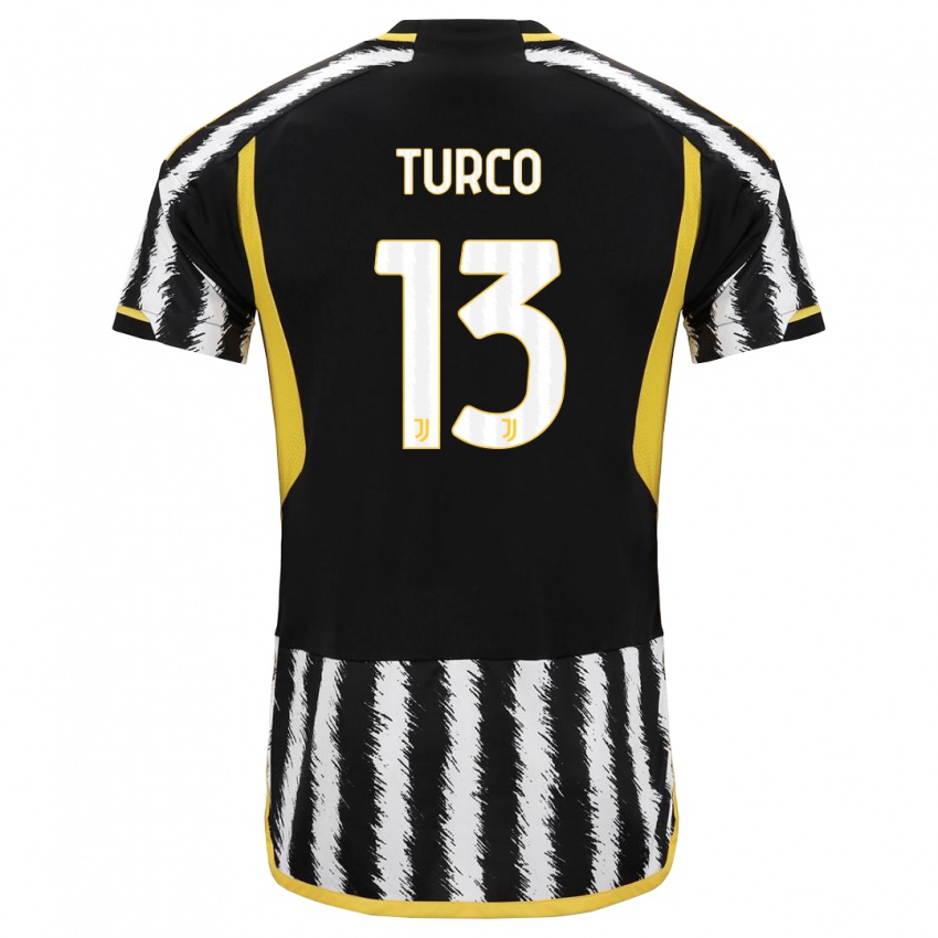 Dzieci Stefano Turco #13 Czarny Biały Domowa Koszulka 2023/24 Koszulki Klubowe
