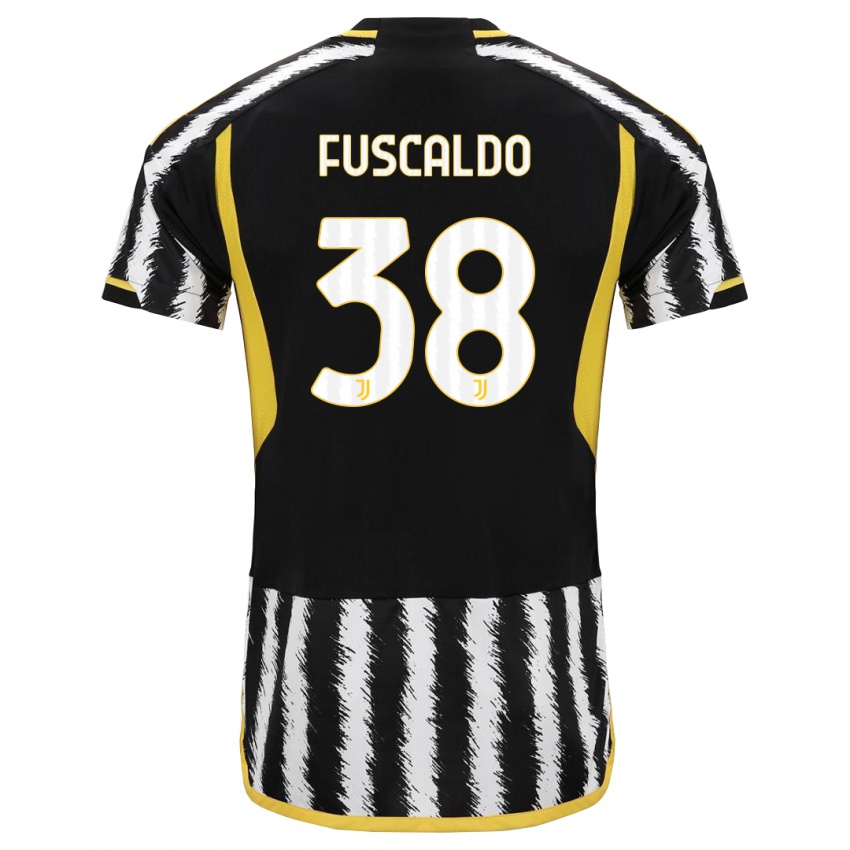Dzieci Matteo Fuscaldo #38 Czarny Biały Domowa Koszulka 2023/24 Koszulki Klubowe