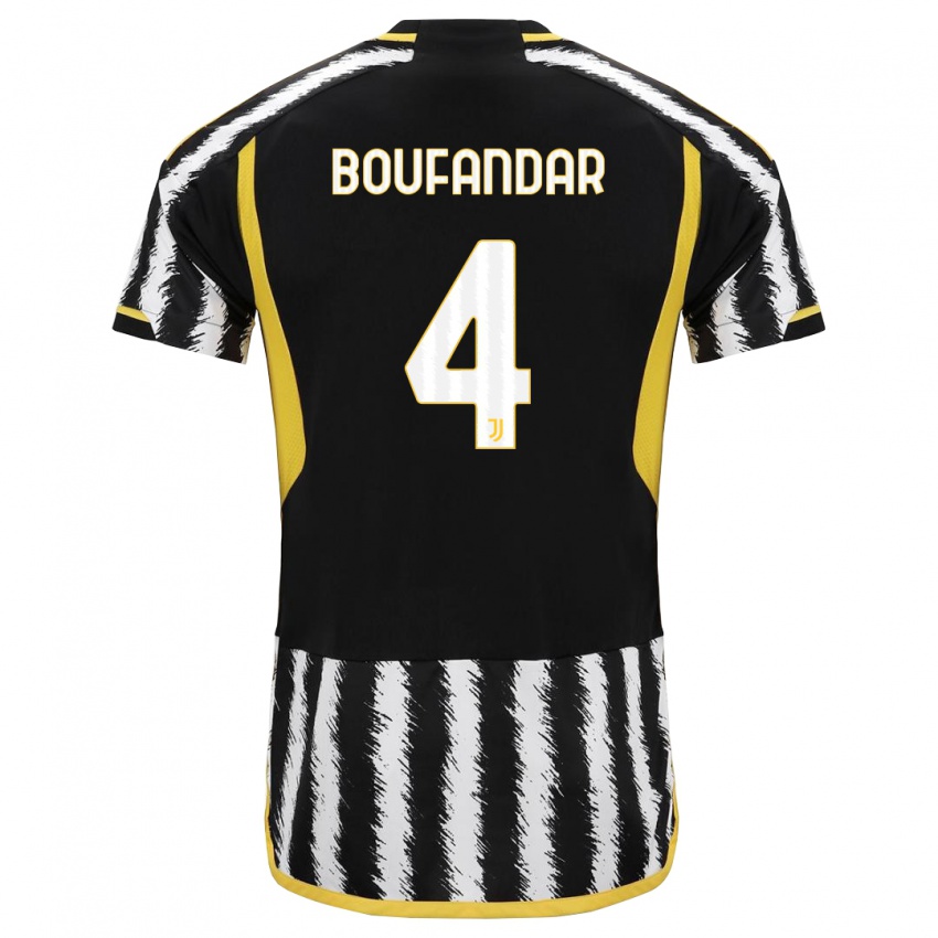 Dzieci Adam Boufandar #4 Czarny Biały Domowa Koszulka 2023/24 Koszulki Klubowe