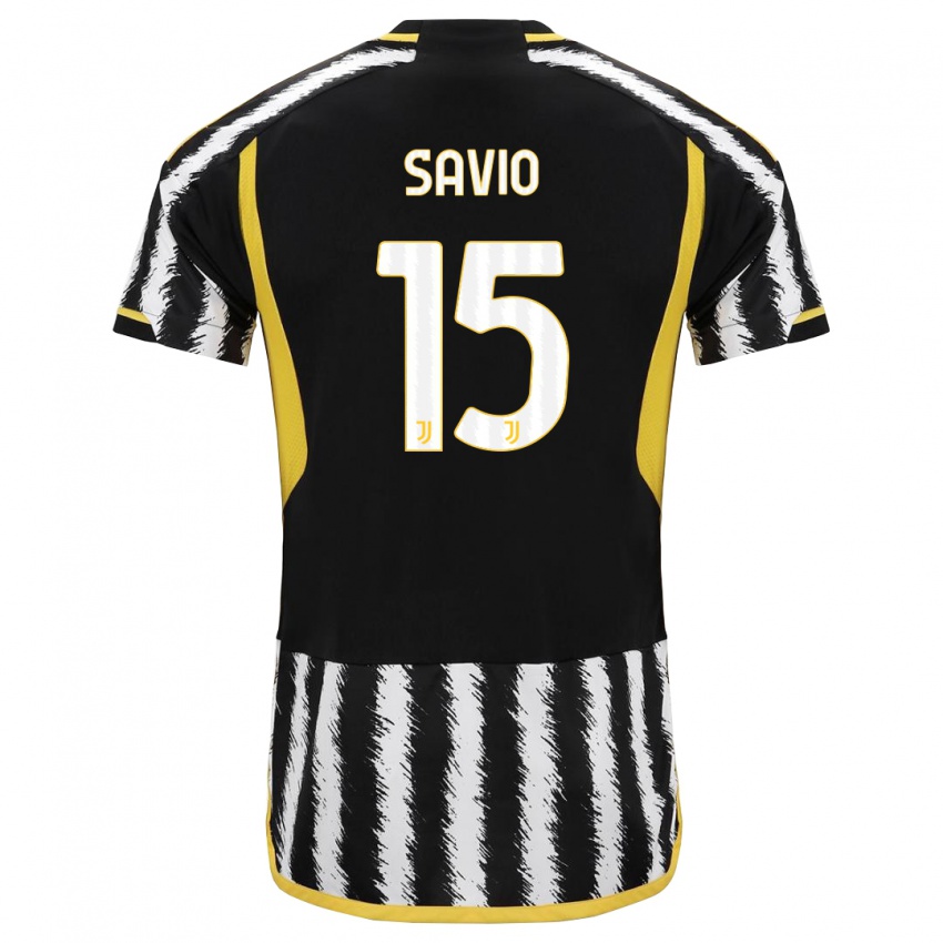 Dzieci Federico Savio #15 Czarny Biały Domowa Koszulka 2023/24 Koszulki Klubowe
