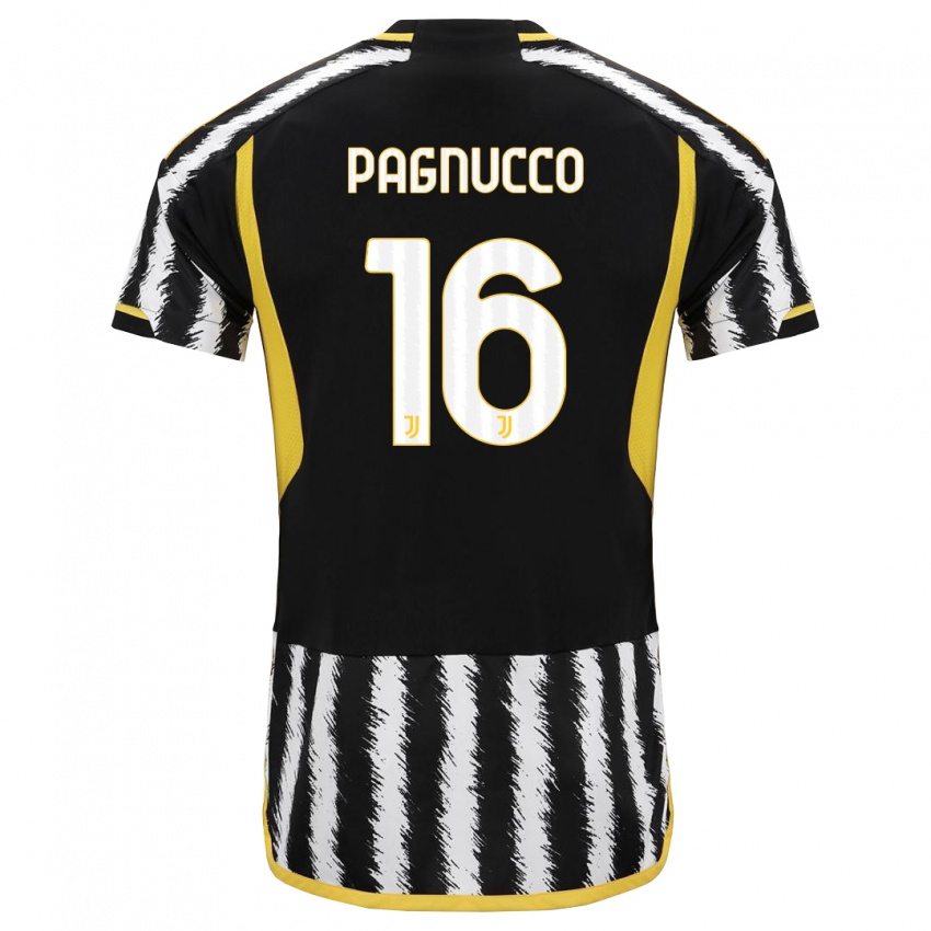Dzieci Filippo Pagnucco #16 Czarny Biały Domowa Koszulka 2023/24 Koszulki Klubowe