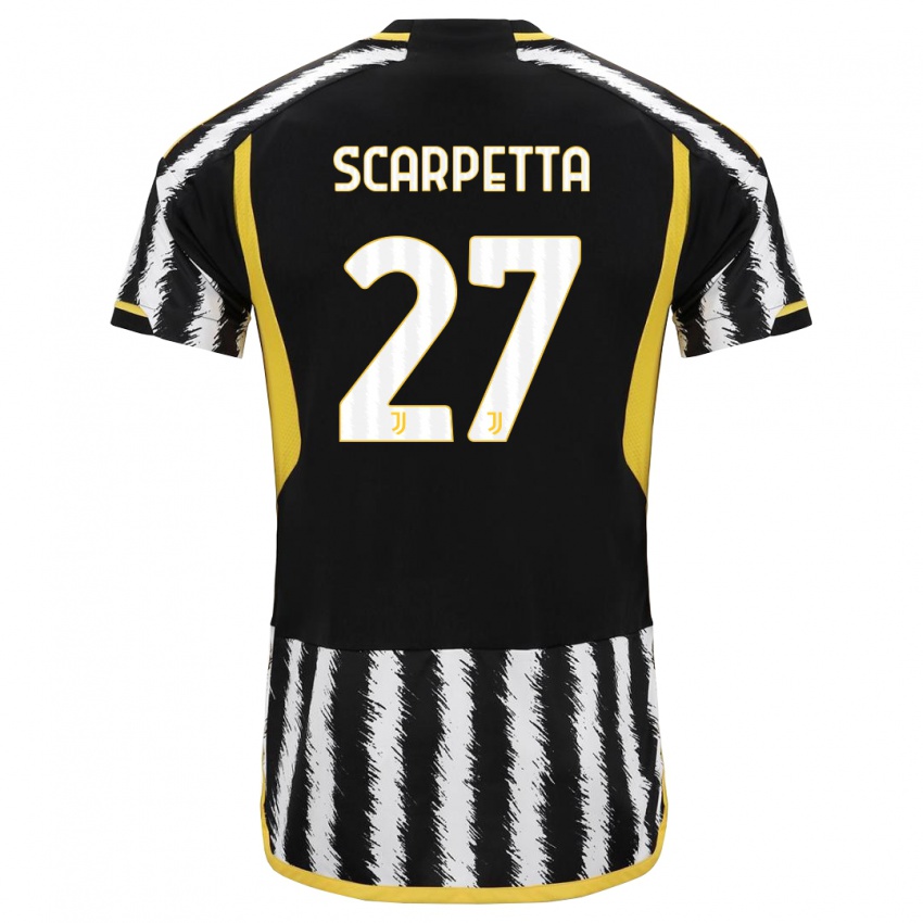 Dzieci Jacopo Scarpetta #27 Czarny Biały Domowa Koszulka 2023/24 Koszulki Klubowe