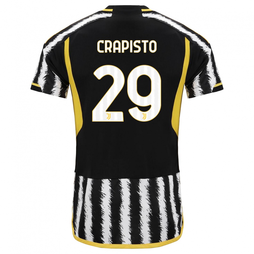 Dzieci Francesco Crapisto #29 Czarny Biały Domowa Koszulka 2023/24 Koszulki Klubowe