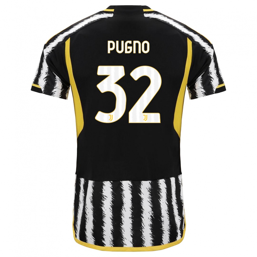 Dzieci Diego Pugno #32 Czarny Biały Domowa Koszulka 2023/24 Koszulki Klubowe