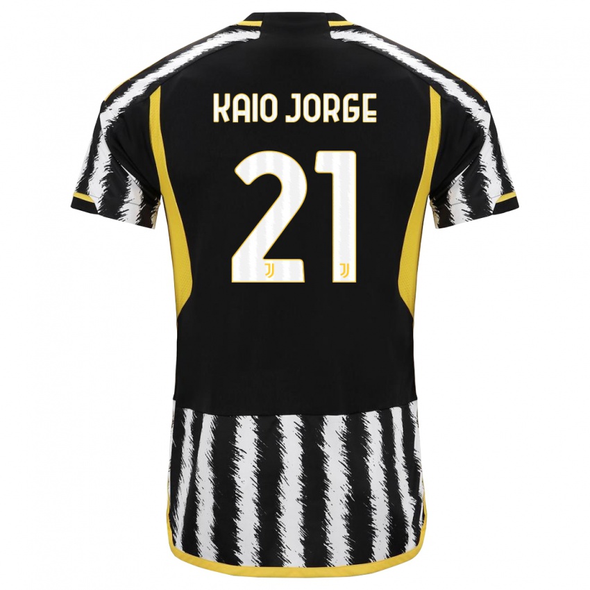 Dzieci Kaio Jorge #21 Czarny Biały Domowa Koszulka 2023/24 Koszulki Klubowe