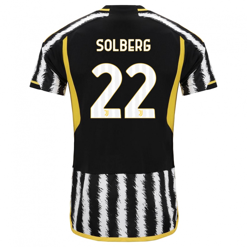 Dzieci Elias Solberg #22 Czarny Biały Domowa Koszulka 2023/24 Koszulki Klubowe