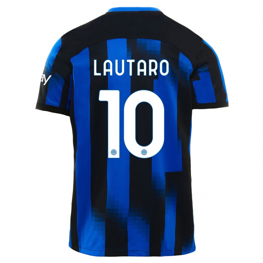 Dzieci Lautaro Martinez #10 Czarno-Niebieski Domowa Koszulka 2023/24 Koszulki Klubowe