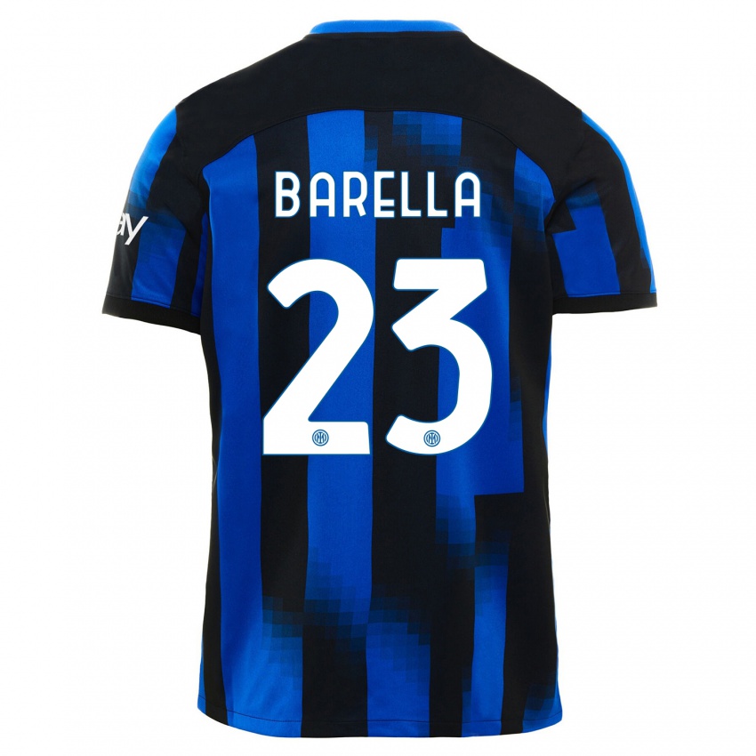 Dzieci Nicolo Barella #23 Czarno-Niebieski Domowa Koszulka 2023/24 Koszulki Klubowe