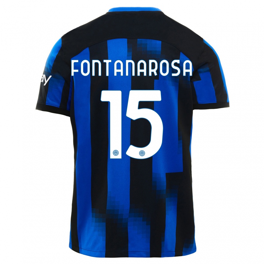 Dzieci Alessandro Fontanarosa #15 Czarno-Niebieski Domowa Koszulka 2023/24 Koszulki Klubowe