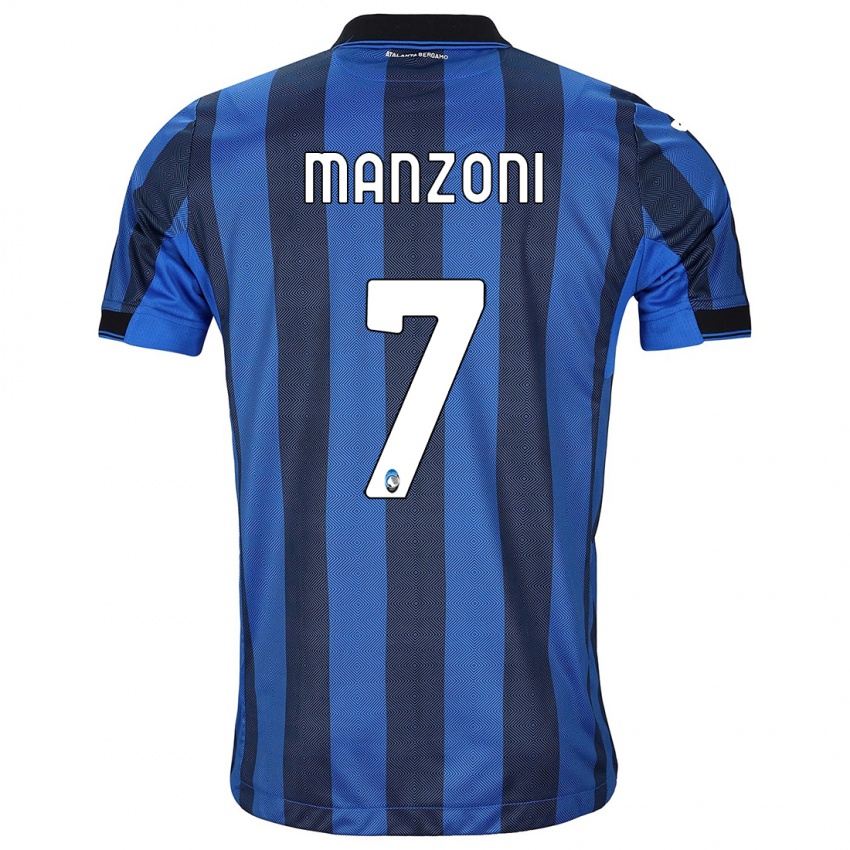 Dzieci Alberto Manzoni #7 Czarno-Niebieski Domowa Koszulka 2023/24 Koszulki Klubowe