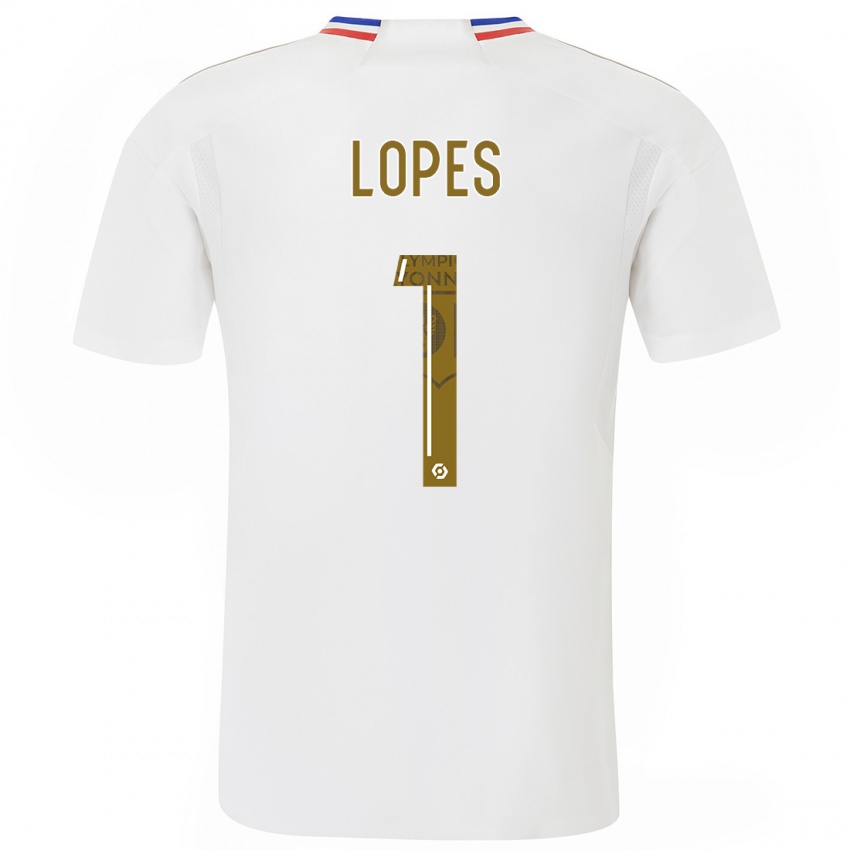 Dzieci Anthony Lopes #1 Biały Domowa Koszulka 2023/24 Koszulki Klubowe