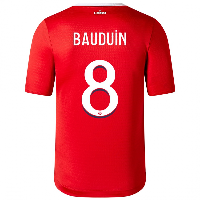 Dzieci Justine Bauduin #8 Czerwony Domowa Koszulka 2023/24 Koszulki Klubowe