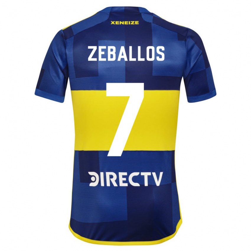 Dzieci Exequiel Zeballos #7 Ciemnoniebieski Żółty Domowa Koszulka 2023/24 Koszulki Klubowe