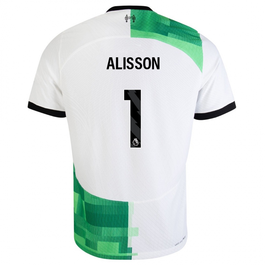 Dzieci Alisson #1 Biały Zielony Wyjazdowa Koszulka 2023/24 Koszulki Klubowe