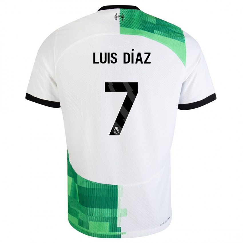 Dzieci Luis Diaz #7 Biały Zielony Wyjazdowa Koszulka 2023/24 Koszulki Klubowe
