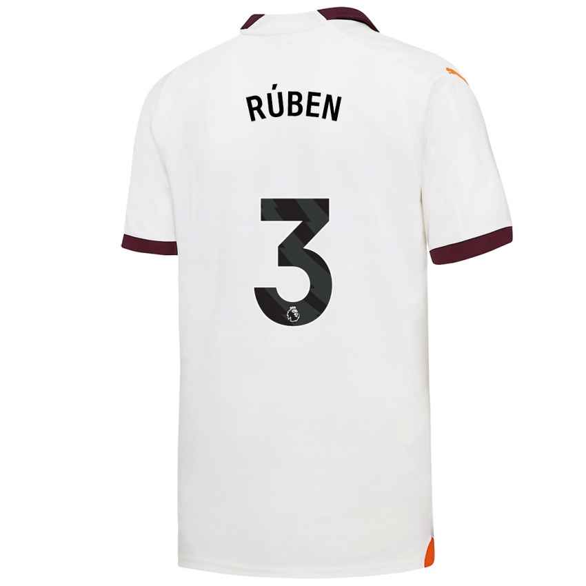 Dzieci Ruben Dias #3 Biały Wyjazdowa Koszulka 2023/24 Koszulki Klubowe