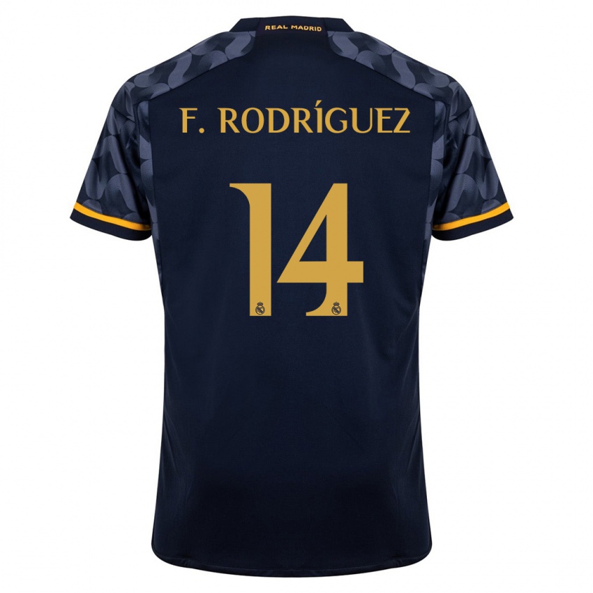 Dzieci Fer Rodríguez #14 Ciemny Niebieski Wyjazdowa Koszulka 2023/24 Koszulki Klubowe