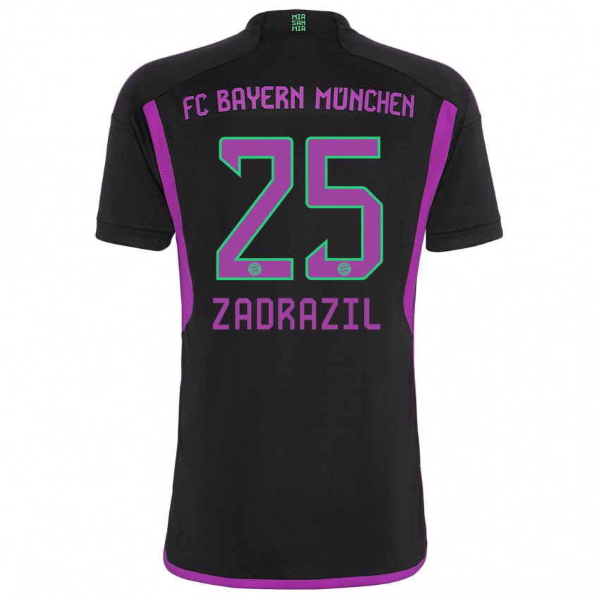 Dzieci Sarah Zadrazil #25 Czarny Wyjazdowa Koszulka 2023/24 Koszulki Klubowe