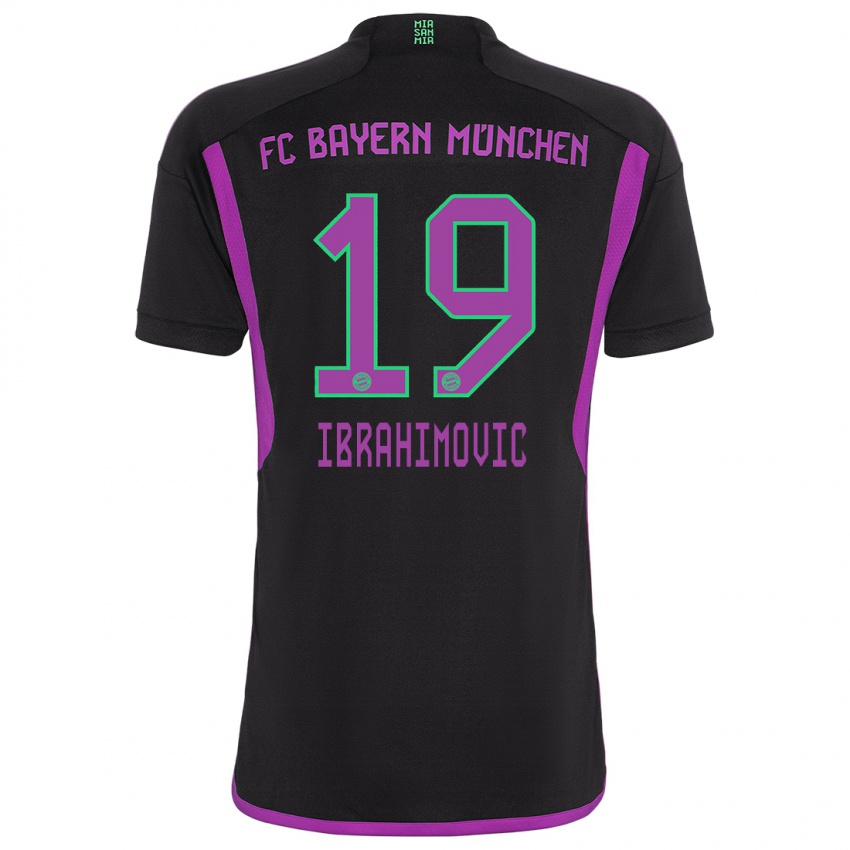 Dzieci Arijon Ibrahimovic #19 Czarny Wyjazdowa Koszulka 2023/24 Koszulki Klubowe