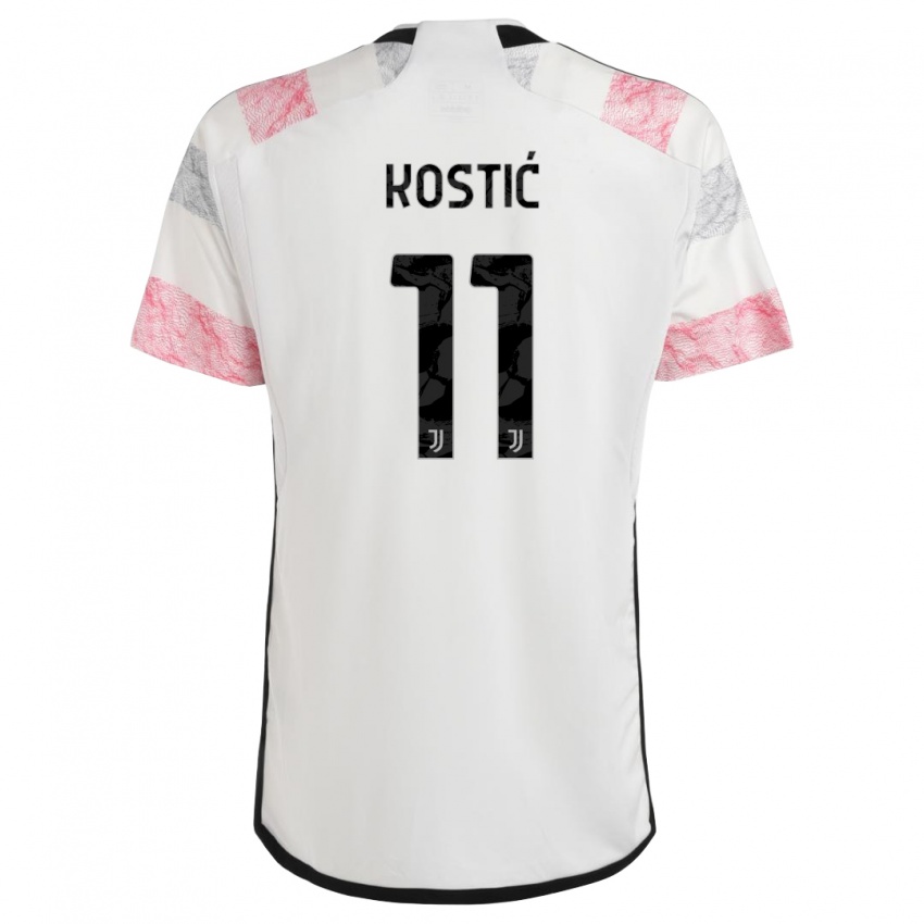 Dzieci Filip Kostic #11 Biały Różowy Wyjazdowa Koszulka 2023/24 Koszulki Klubowe