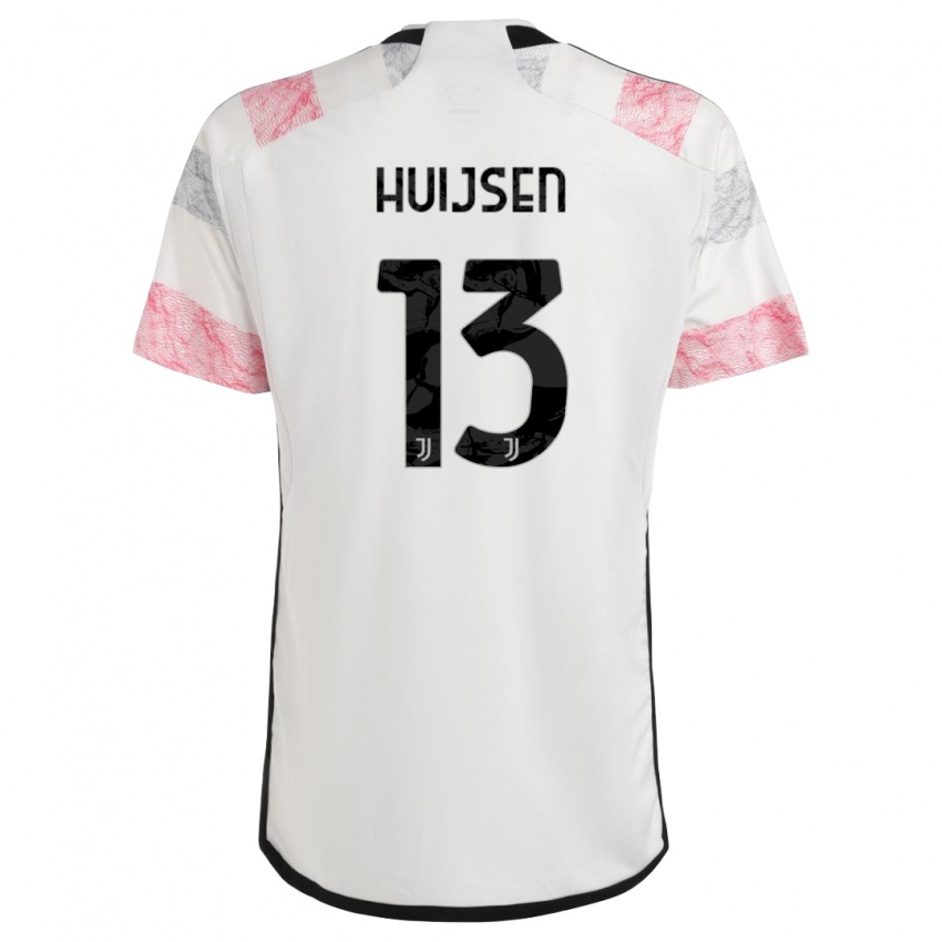 Dzieci Dean Huijsen #13 Biały Różowy Wyjazdowa Koszulka 2023/24 Koszulki Klubowe