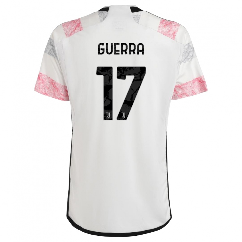 Dzieci Simone Guerra #17 Biały Różowy Wyjazdowa Koszulka 2023/24 Koszulki Klubowe