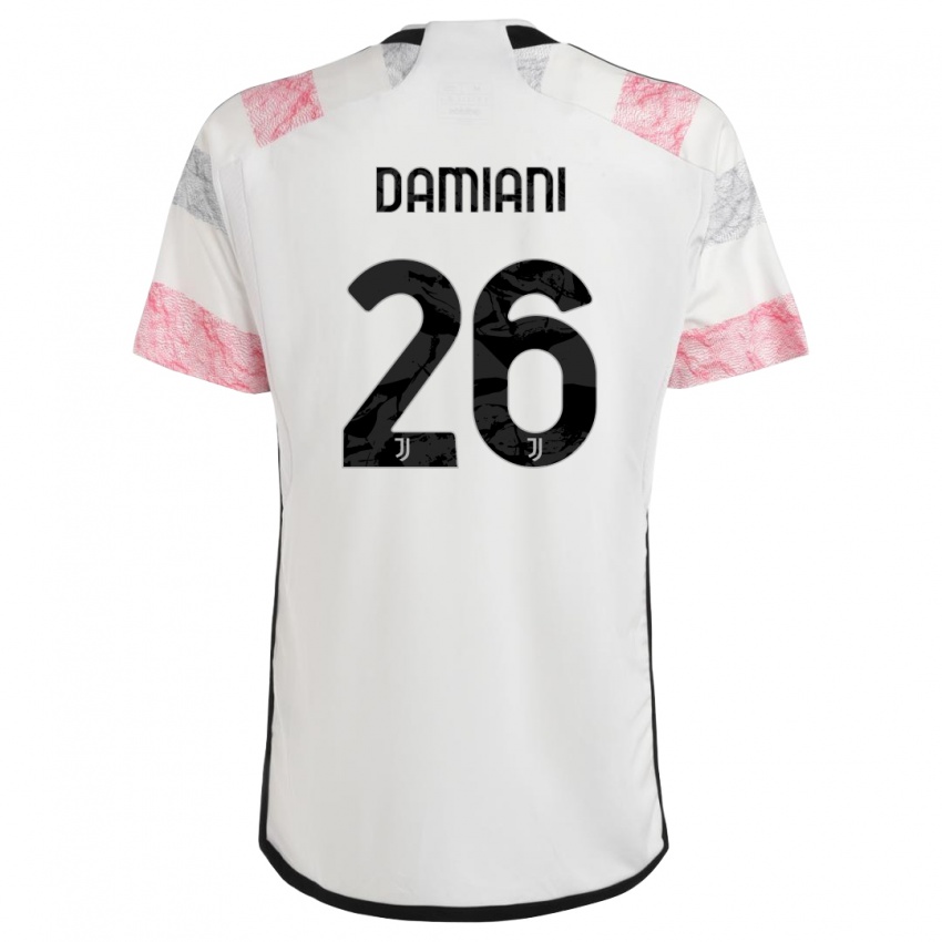 Dzieci Samuele Damiani #26 Biały Różowy Wyjazdowa Koszulka 2023/24 Koszulki Klubowe