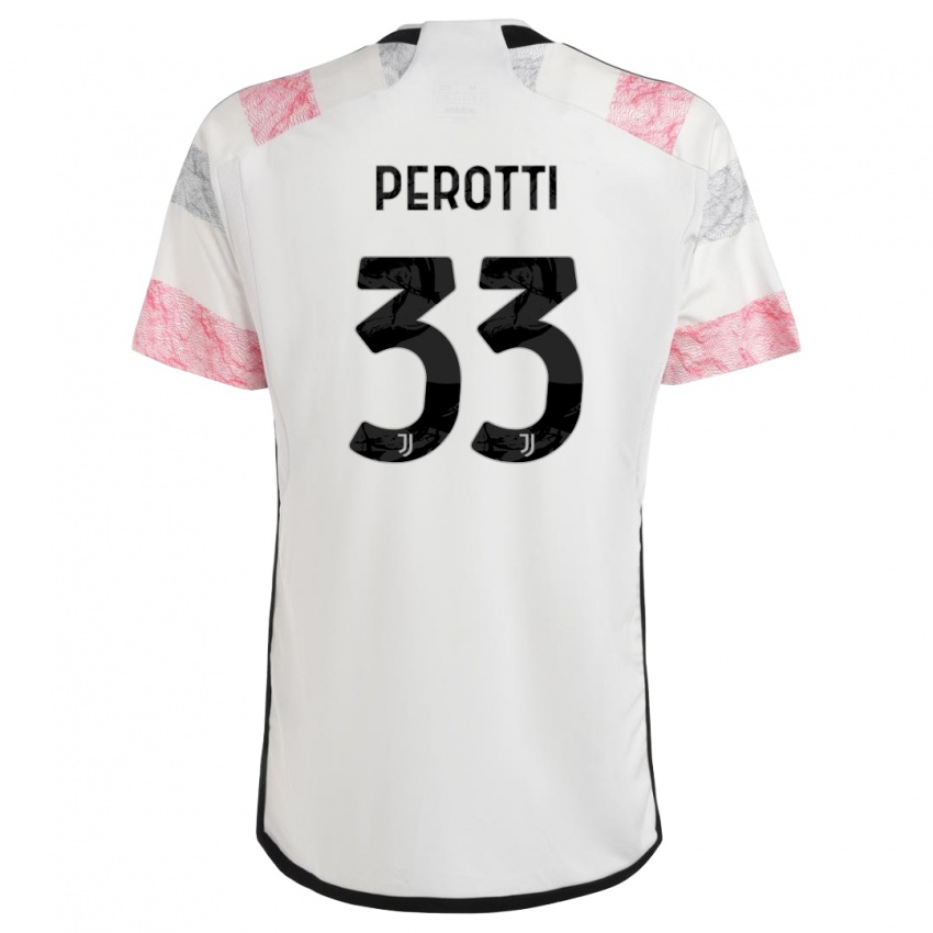 Dzieci Clemente Perotti #33 Biały Różowy Wyjazdowa Koszulka 2023/24 Koszulki Klubowe