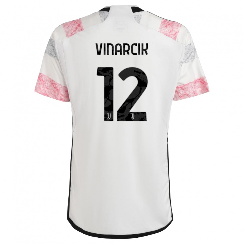 Dzieci Jakub Vinarcik #12 Biały Różowy Wyjazdowa Koszulka 2023/24 Koszulki Klubowe