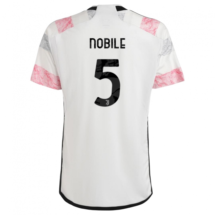 Dzieci Riccardo Nobile #5 Biały Różowy Wyjazdowa Koszulka 2023/24 Koszulki Klubowe