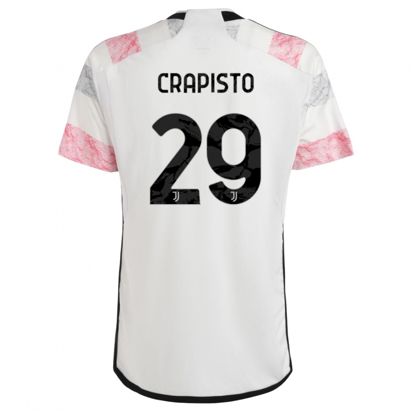Dzieci Francesco Crapisto #29 Biały Różowy Wyjazdowa Koszulka 2023/24 Koszulki Klubowe