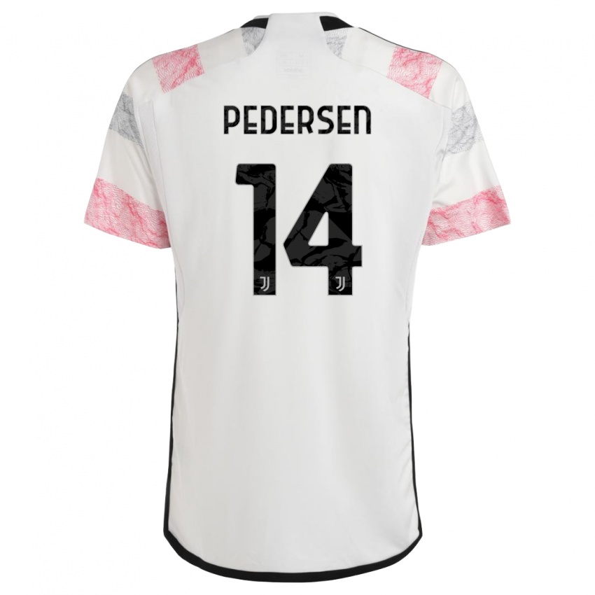 Dzieci Sofie Junge Pedersen #14 Biały Różowy Wyjazdowa Koszulka 2023/24 Koszulki Klubowe
