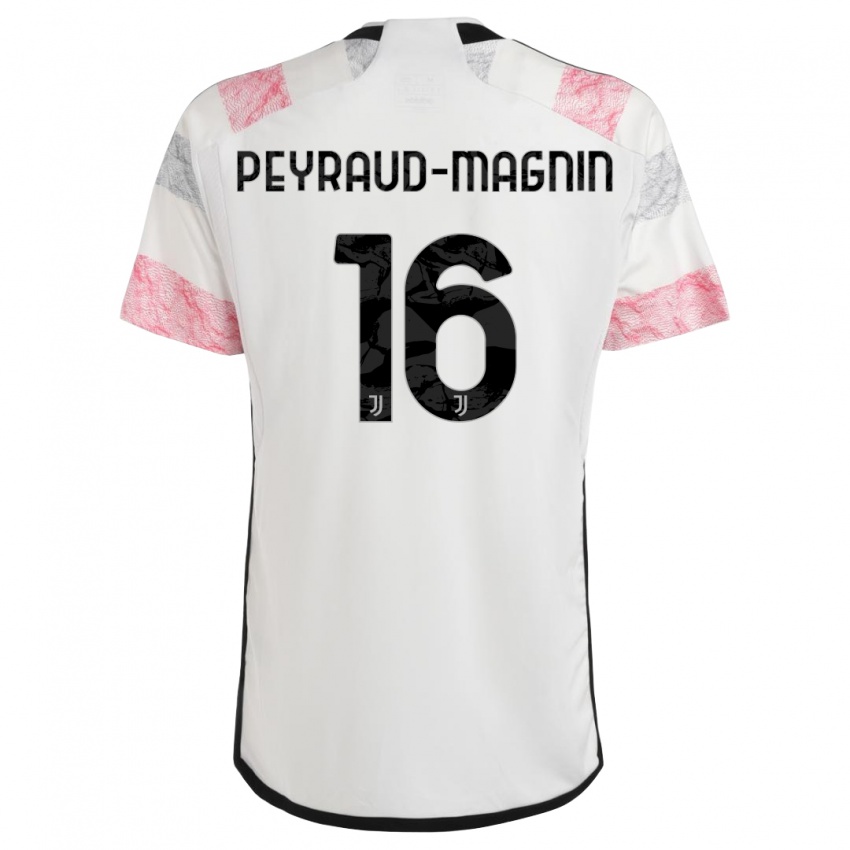 Dzieci Pauline Peyraud-Magnin #16 Biały Różowy Wyjazdowa Koszulka 2023/24 Koszulki Klubowe