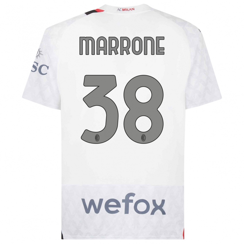 Dzieci Federico Marrone #38 Biały Wyjazdowa Koszulka 2023/24 Koszulki Klubowe