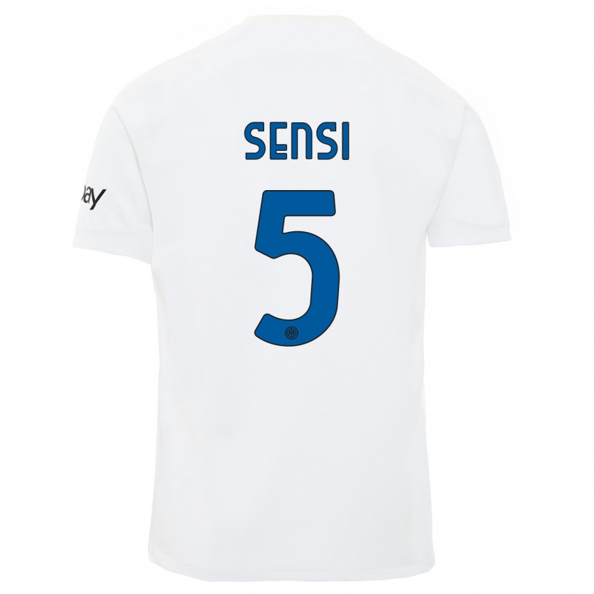 Dzieci Stefano Sensi #5 Biały Wyjazdowa Koszulka 2023/24 Koszulki Klubowe