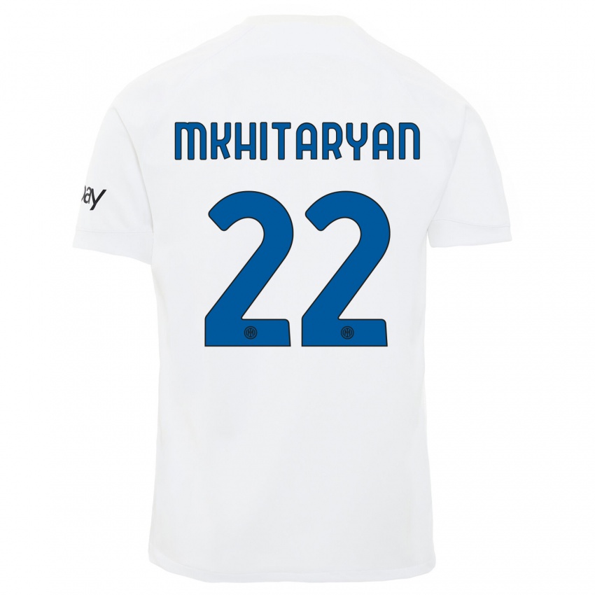 Dzieci Henrikh Mkhitaryan #22 Biały Wyjazdowa Koszulka 2023/24 Koszulki Klubowe